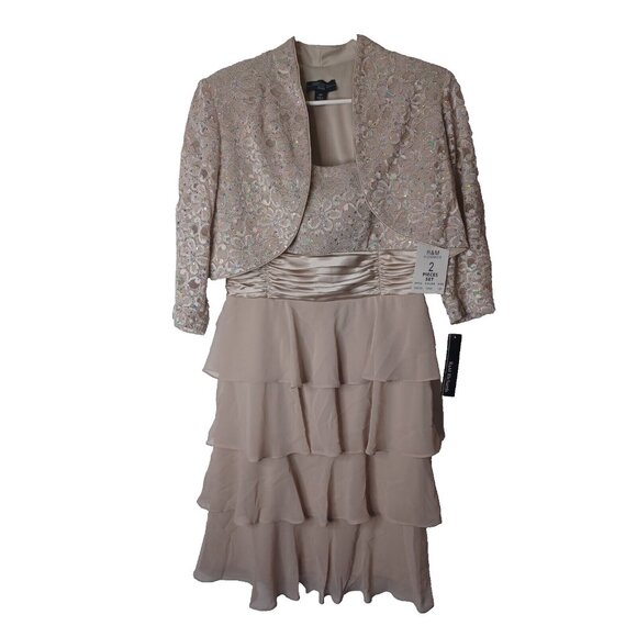 R & M Richards Dresses & Skirts - NWT  R & M RICHARDS WOMEN'S BEIGE SEQUIN 2 PC DRESS SZ 12 PETITE